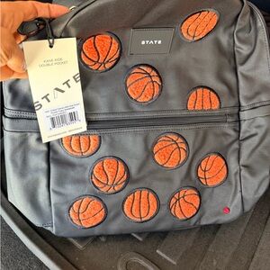 STATE Kids Fuzzy Basketball Backpack KANE KIDS DOUBLE POCKET